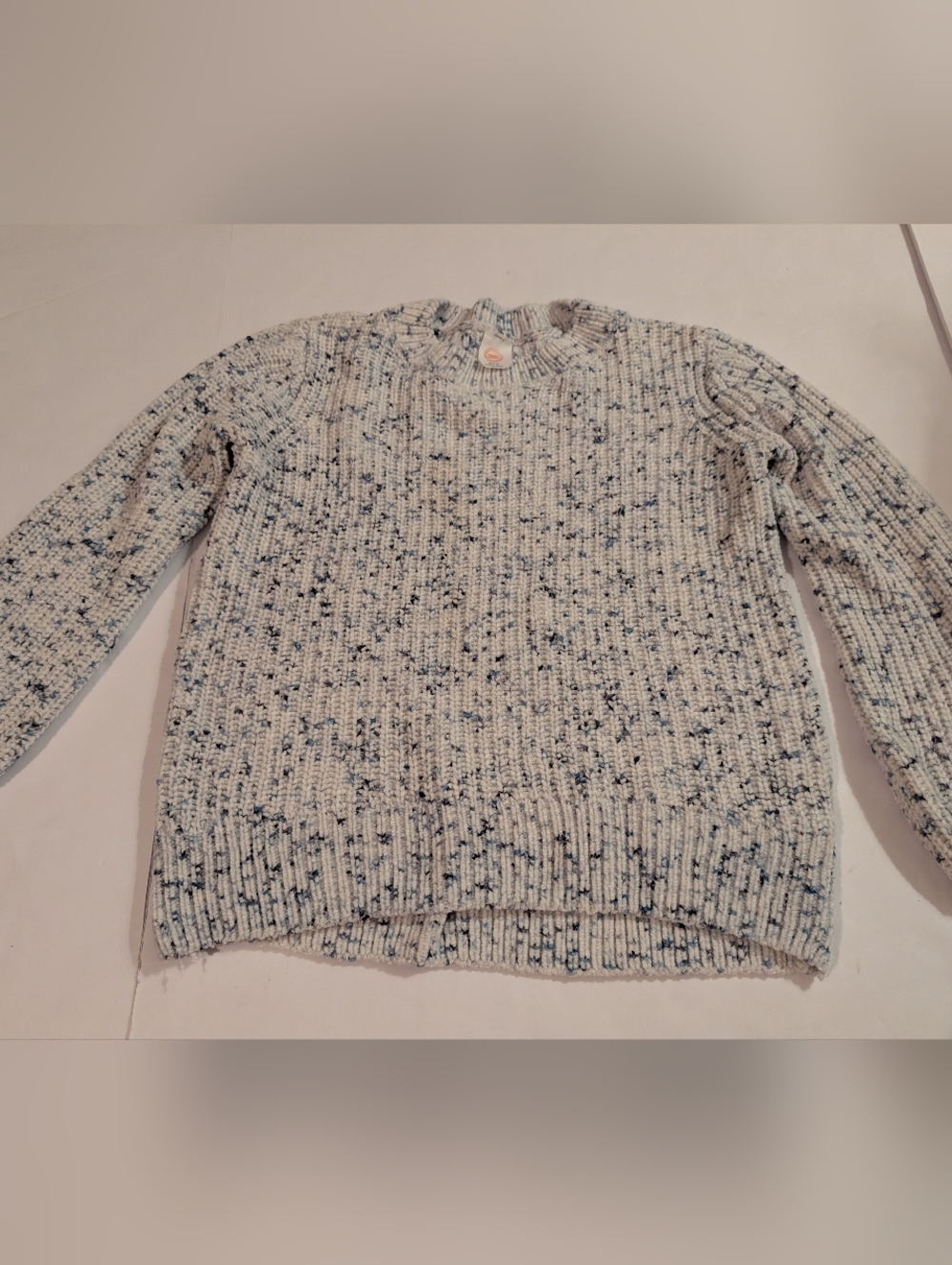 Wonder Nation Cream and Navy Speckled Kids Sz 7/8 Knit Crewneck